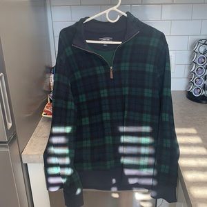 Land’s End Blue Plaid Quarter Zip Size Medium